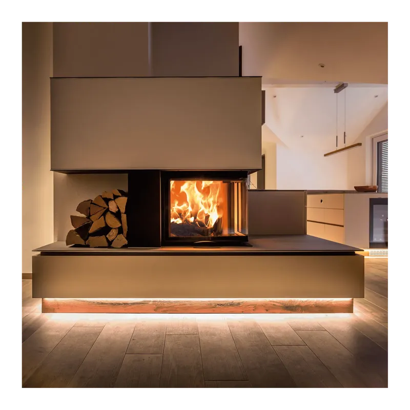 Foyer à bois Austroflamm 69x49x57 S 2.0, installé dans une pièce