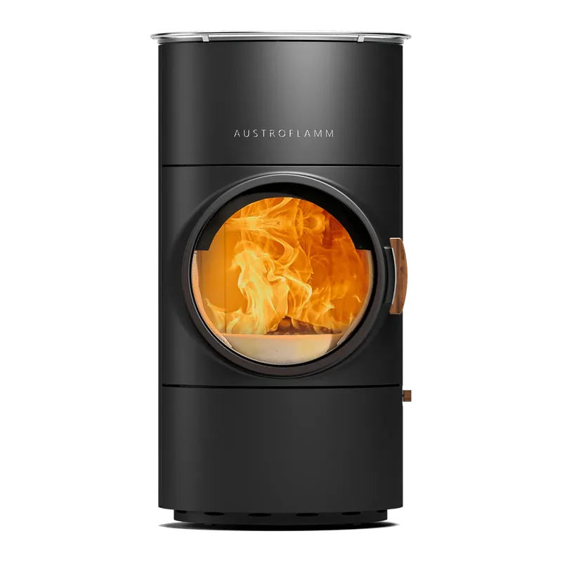 Poêle à bois Austroflamm Clou Compact Cook, vue de face sur fond blanc