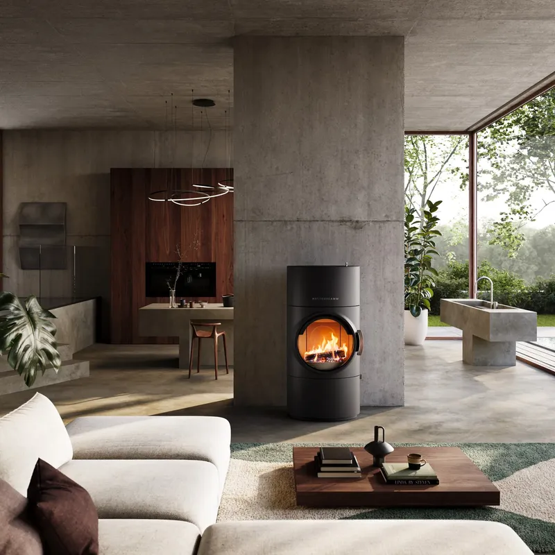 Poêle à bois Austroflamm Clou Xtra, installé dans une pièce