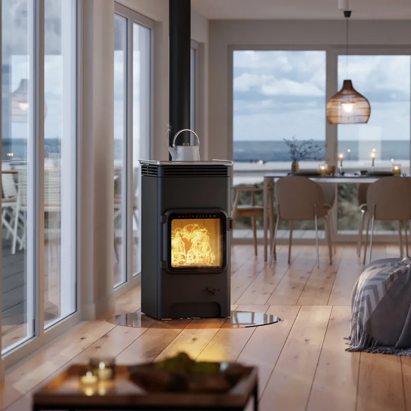 Poêle à bois Austroflamm Luca Cook, installé dans une pièce