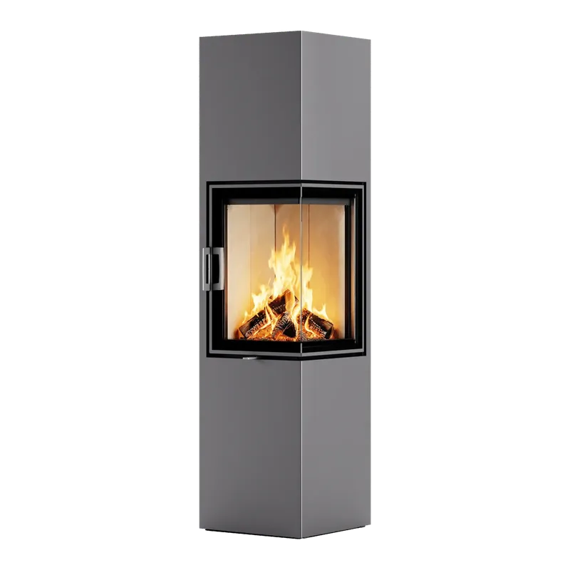 Poêle à bois Austroflamm Slim 4.0 droite, vue de face sur fond blanc