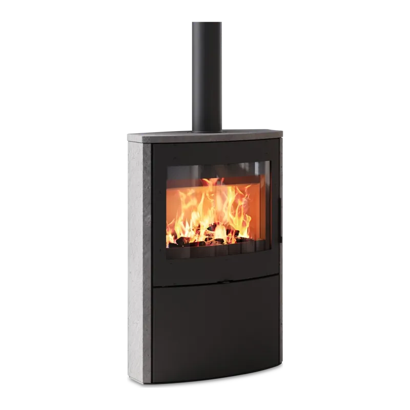 Poêle à bois Saey Fura Evo High Stone, avec habillage en pierre ollaire